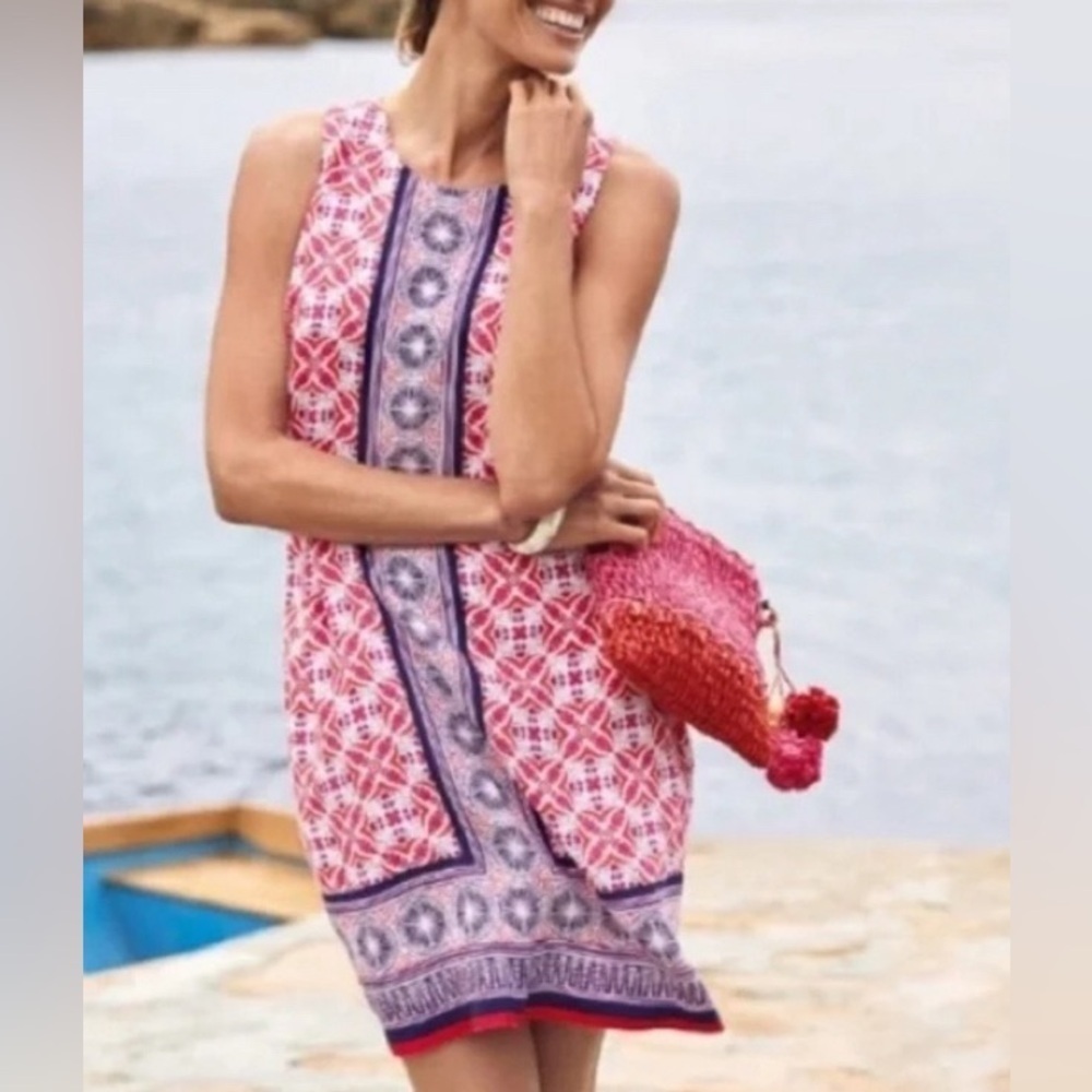 TOMMY BAHAMA Women's Tropical Terrazza Linen Shift Dress In Paradise Pink Size S